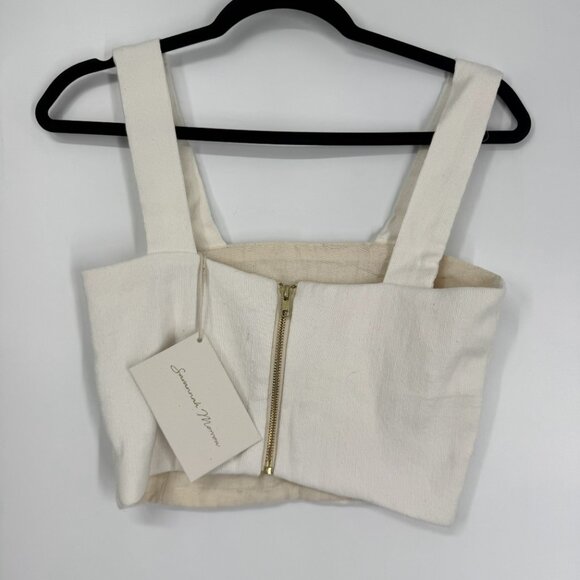 NWT Savannah Morrow Women's Crop Tops White Textured Tweed Square Neck Size XS - Picture 4 of 11